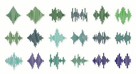 Fototapeta premium Vibrant Abstract Soundwave Patterns with Geometric Shapes for Music Visualization, Audio Branding, Digital Art and Creative Design Projects