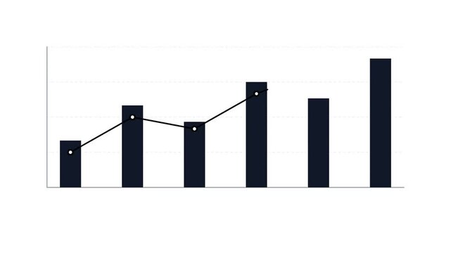 Minimalist bar chart and line graph showing business growth and upward trends.