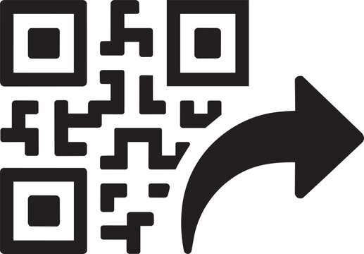 Share scannable barcode qr code with arrow outline icon for minimal cyberspace website app UI graphic design