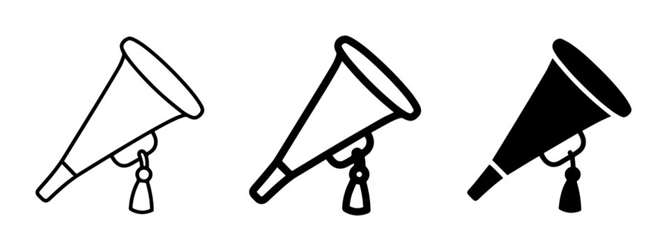 Vuvuzela Horn Icons, Celebration Noise Maker Vector Graphics, Sports Fan Loud Sound Equipment