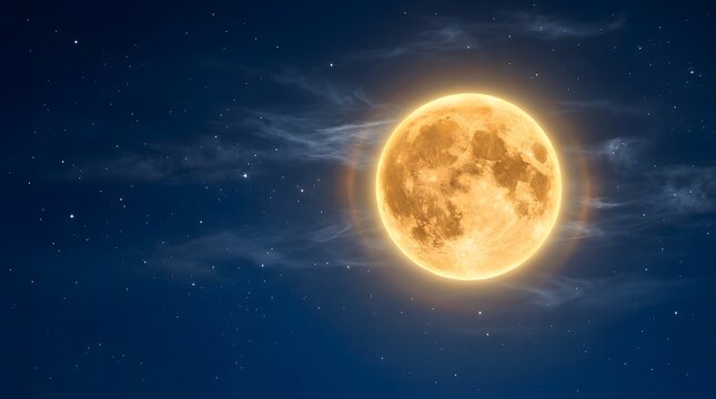 Full moon in night sky with stars celestial landscape