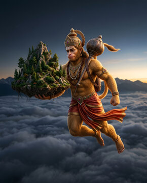 Divine Himalayan Mountain Landscape Representing Sanjeevani Parvat from Hindu Mythology