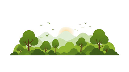 Fototapeta premium Pixel art forest with mountains and sunrise
