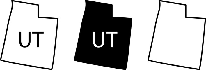 Utah state map outline icons. US state geography vector shape symbols. © khalid