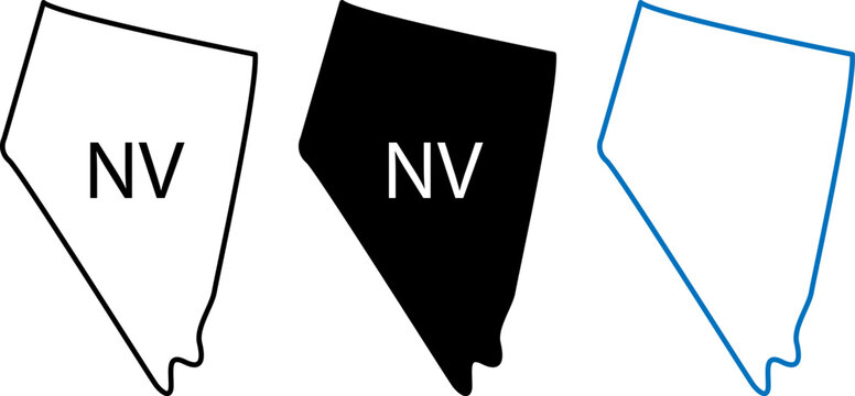 Nevada state map icons. US state outline shapes for graphic design projects.