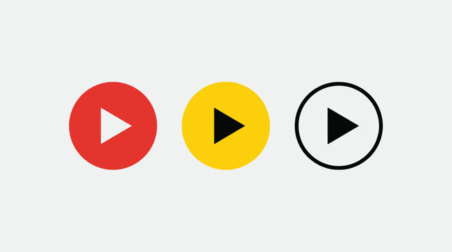 Play Button Video Icons for Multimedia Streaming App UI Design and Social Media