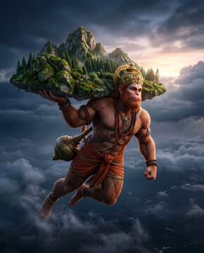 Divine Himalayan Mountain Landscape Representing Sanjeevani Parvat from Hindu Mythology