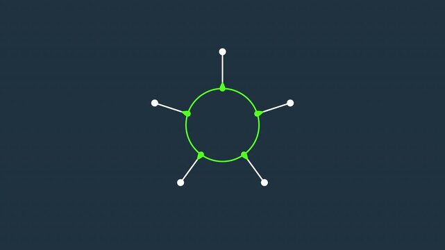 Abstract circular diagram animation with expanding glowing geometric lines and nodes for presentation or technical infographic.