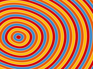 Naklejka premium Retro Groovy Concentric Waves Colorful Background