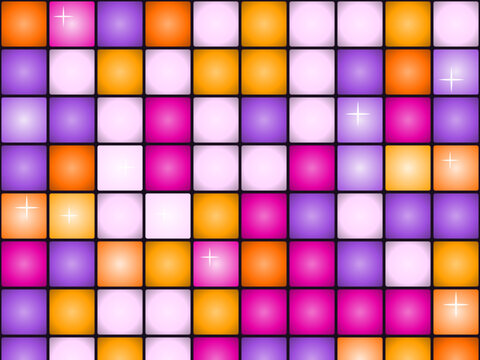 Retro Disco Dance Floor Glowing Tiles Background