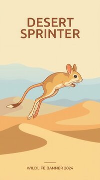 Desert Sprinter Jerboa Wildlife Banner Illustration.