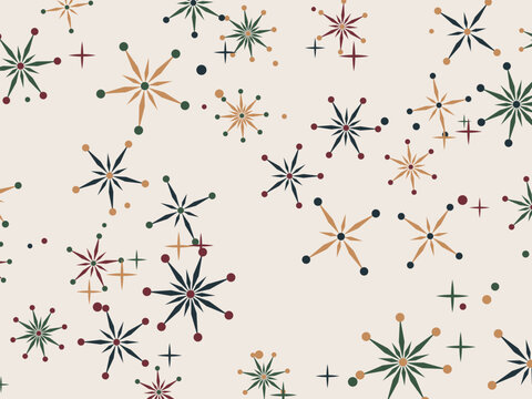 Scattered Atomic Stars Retro Fifties Background