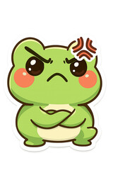 Fototapeta premium Cartoon little frog with crossed arms and a furious expression