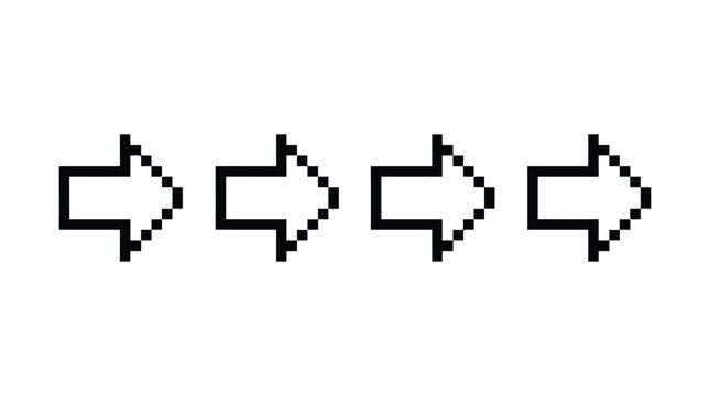 Pixelated arrow cursor animation sequence silhouette four stages of movement