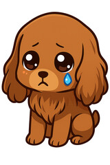 Fototapeta premium Adorable sad brown puppy crying with a single tear isolated sticker