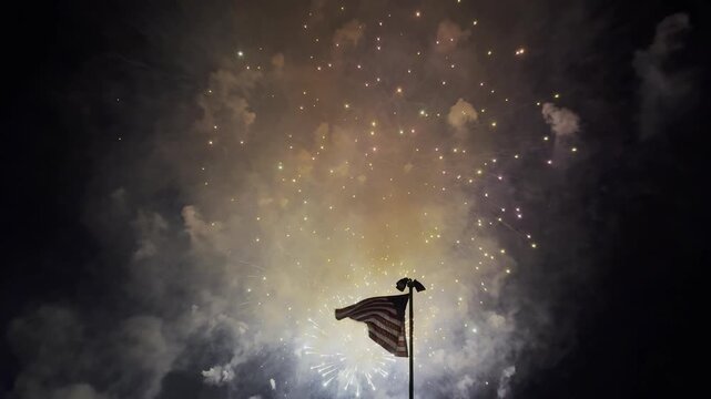 Oh Say Can You See: American Flag in Fireworks Flurry