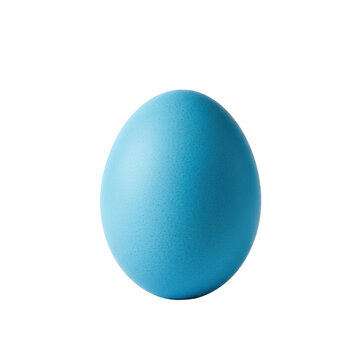 Single, symmetrical, vibrant robin's egg blue egg, smooth texture, centered on a transparent background with soft studio light, subtle shadow, concept of renewal and Easter