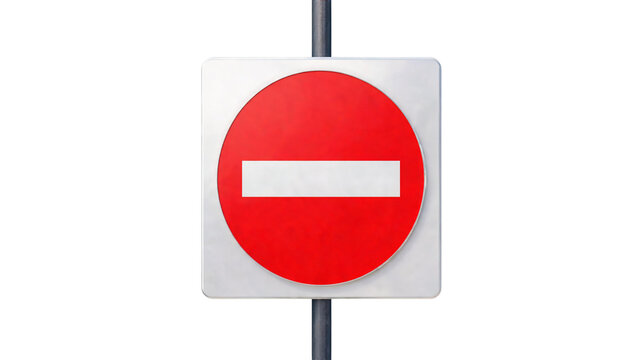 No entry road sign, do not enter traffic symbol, restricted area signpost, stop warning icon, street square signboard, metal pole, red and white circle notice, closed way indicator, private zone.