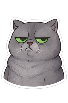 Unimpressed cartoon cat character making a disgusted grimace face