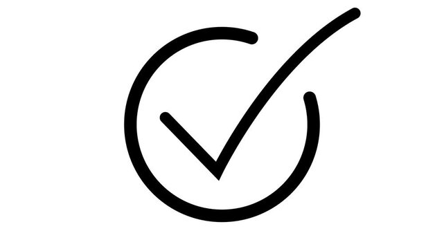 Animated black check mark icon in . Isolated on a white background.with 4k video animation.
