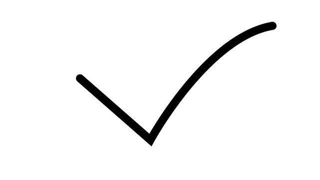 Animated checkmark for success and approval, 4k alpha channel. tick icon overlay, black tick mark animation.