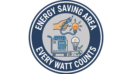 Obraz premium Energy saving area sign promoting sustainable power solutions for eco friendly and renewable energy initiatives