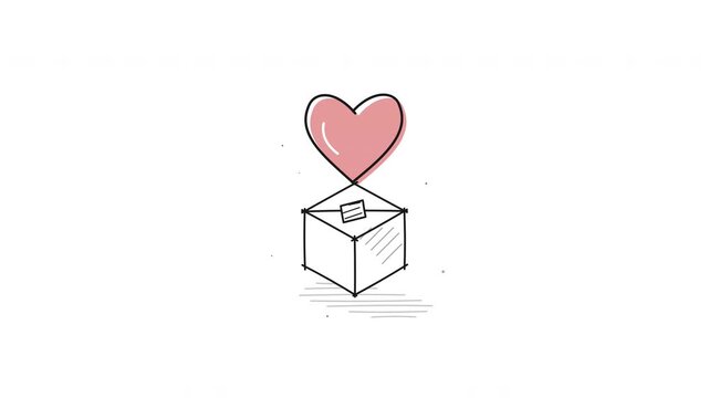 Wishlist Heart Cardboard Box Hand Drawn Animation Seamless Loop Ecommerce Concept