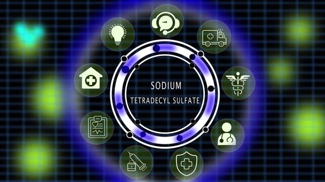 sodium tetradecyl sulfate Modern Digital Healthcare Concept with Global Medical Communication Network. 4k animation video