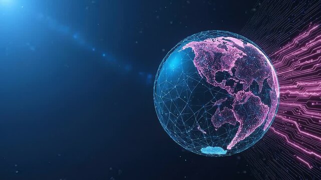 Digital earth globe connected to global data network