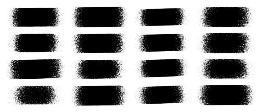 Grunge Rectangle Spray Texture Set Black Distressed Dotted Banner Vector Illustration
