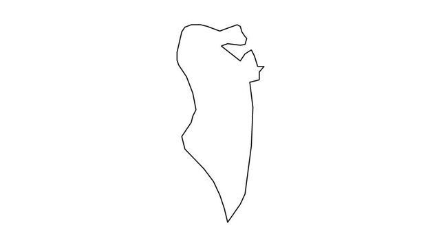 Animation drawing outline of Bahrain country map isolated on white background digital line.