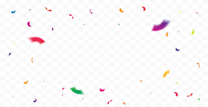 Many Falling Colorful Tiny Confetti On White Background. Celebration Event and Party. Multicolored. Vector