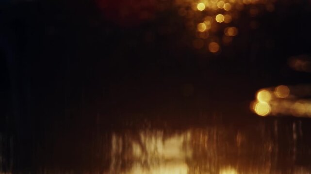 Reflection of sunset in water for natural background with glow and glitter
