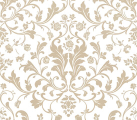 Fototapeta premium Elegant Seamless Floral Damask Vector Pattern Background