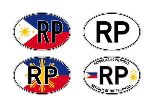 Philippines, oval international vehicle registration code license plate car sticker, vector illustration