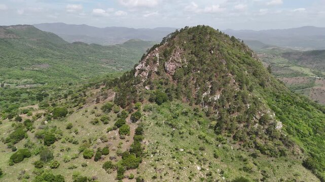 Tall rock mountain hill in Nicaragua landscape aerial view
