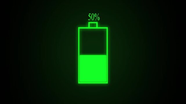 The Fast battery charging icon animation video power full battery on transparent Background.  0 to 100% 