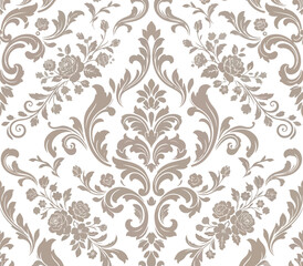 Fototapeta premium Elegant Seamless Floral Damask Vector Pattern Background