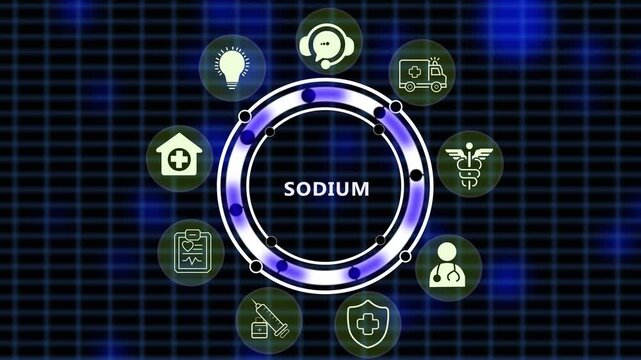 Futuristic Sodium Electrolyte Balance and Cellular Health HUD Interface Animation 4K