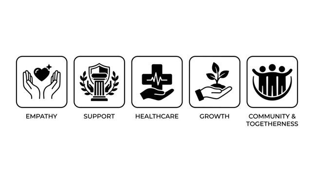 Set of Social and Healthcare Human Value Icons