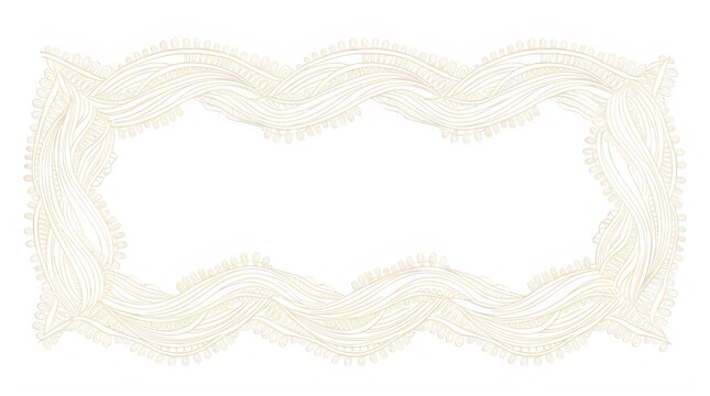 white scalloped lace frame rectangular floral ornament pattern for bridal wedding invitation and classic photo border isolated on transparent background high resolution