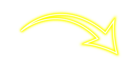 Bright yellow neon arrow pointing down and to the right © Game