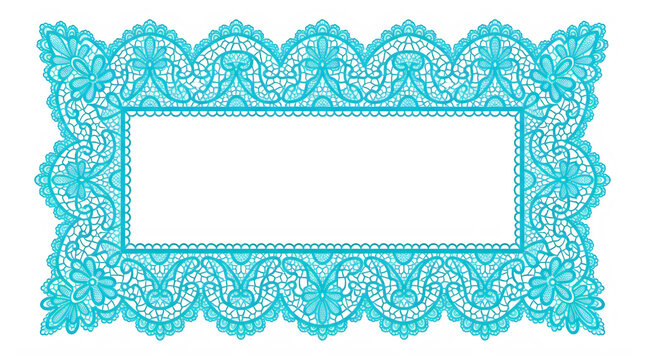 blue intricate floral lace frame rectangular pattern for luxury wedding invitation and elegant decor isolated on transparent background high resolution metadata for adobe stock