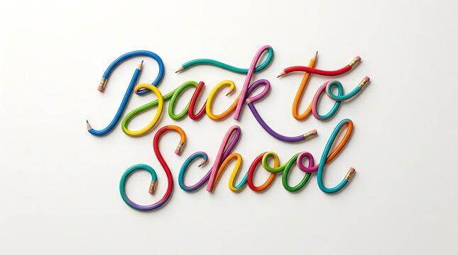 Colorful pencils forming the words back to school 3d rendering