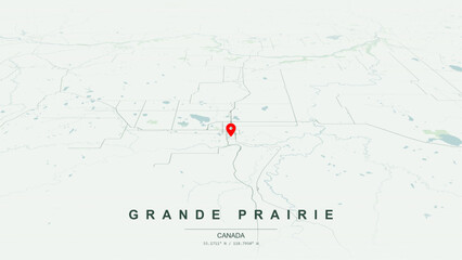 Modern minimalist vector map of Grande Prairie, Alberta. High-quality scalable illustration of Grande Prairie geographic boundaries for posters design. © AliRza