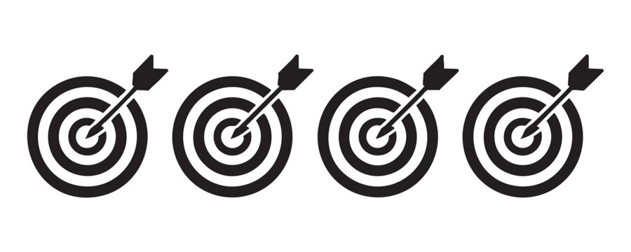 Four identical black target symbols with arrows, emphasizing consistency and repetition of goals.