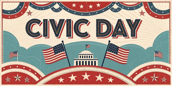 Civic Day Holiday Celebration Poster with American Patriotic Theme