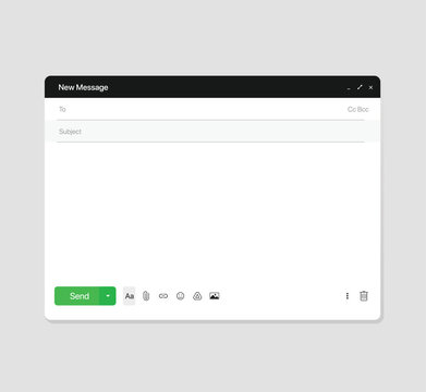 Message mail template user interface. Blank window of email, template vector illustration Mockup
