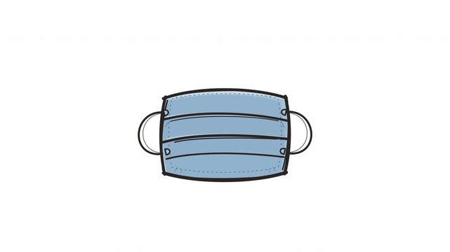 Medical Surgical Face Mask Stretching Hand Drawn Animated Loop