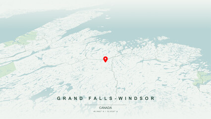 Modern minimalist vector map of Grand Falls-Windsor, Newfoundland and Labrador. High-quality scalable illustration of Grand Falls-Windsor geographic boundaries for posters design. © AliRza